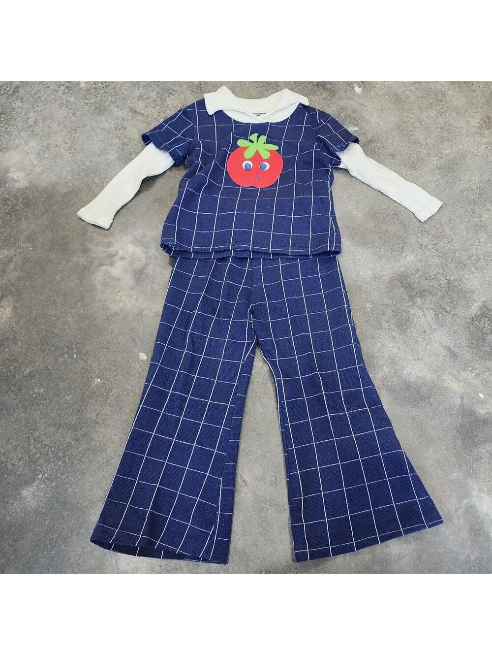 Vintage Carters Sz 5 Back To School Halloween Set Apple Top Wide Leg Pants